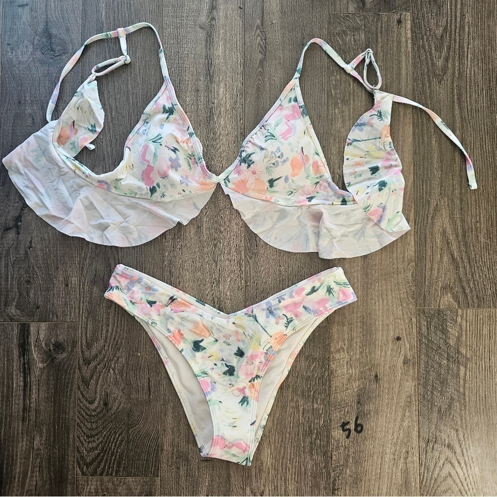 szM Abercrombie &‎ Fitch The Trevor Project NWT Watercolor Frilly String Bikini
